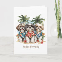 Happy Birthday Shih Tzu Dogs Hawaiian Shirts