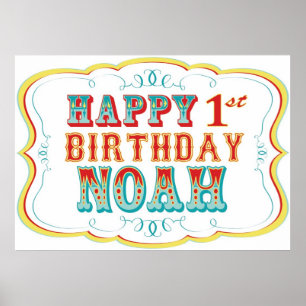 Happy Birthday Sign Carnival or Circus Party Noah