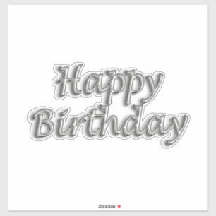 Happy birthday silver balloon style text modern