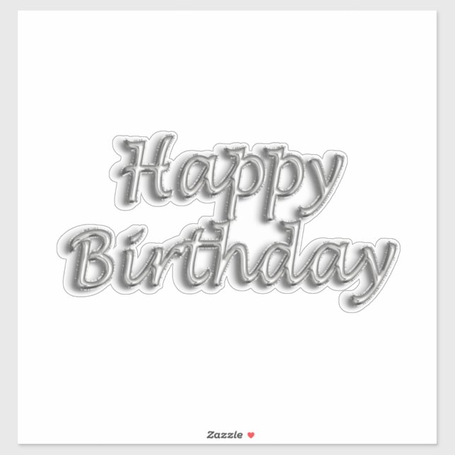 Happy birthday silver balloon style text modern (Sheet)