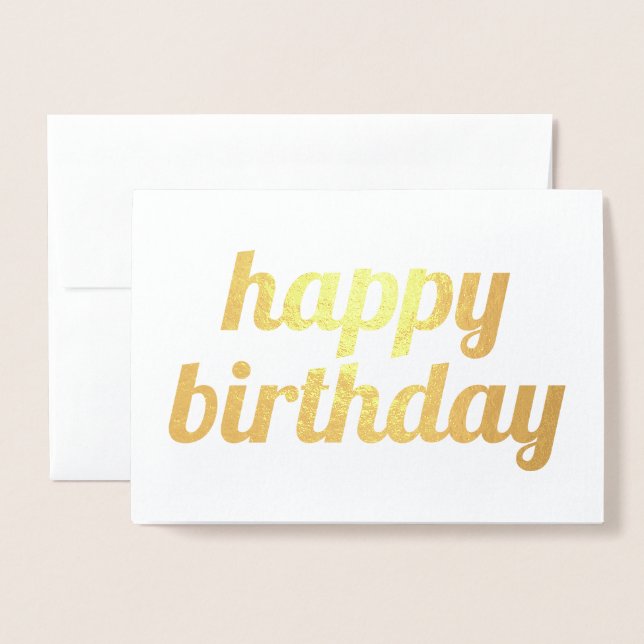 Happy birthday simple calligraphy Gold Foil Card (Front With Envelope)