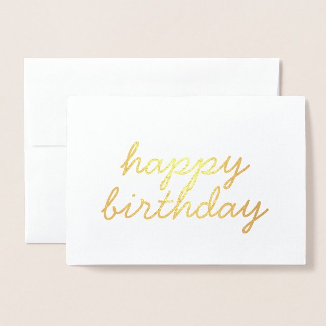 Happy birthday simple calligraphy Gold Foil Card (Front With Envelope)
