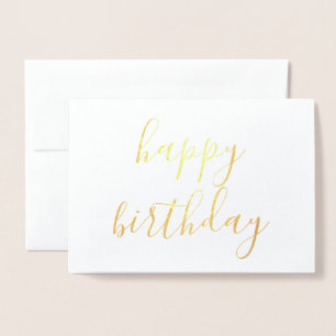 Happy birthday simple calligraphy Gold Foil Card