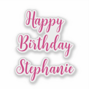 Happy Birthday Simple Custom Name Pink Girly