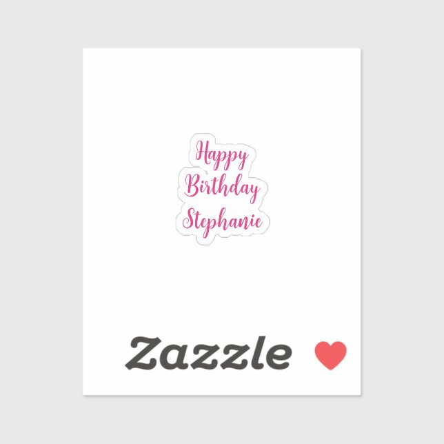Happy Birthday Simple Custom Name Script Pink  (Sheet)