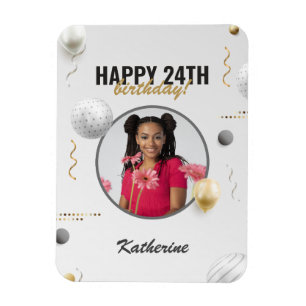 Happy Birthday Simple Custom Photo Gift Magnet