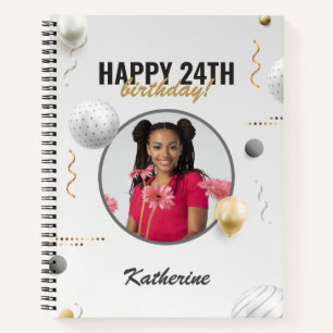 Happy Birthday Simple Custom Photo Gift Notebook