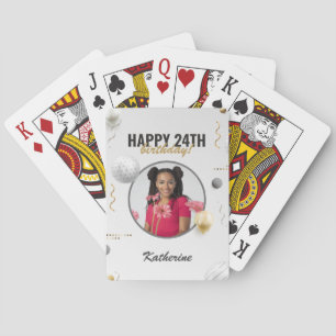 Happy Birthday Simple Custom Photo Gift Playing Cards