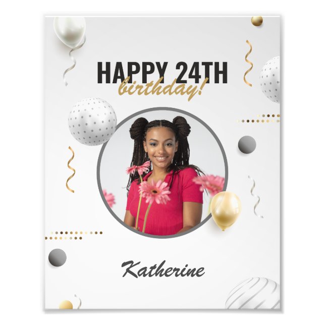 Happy Birthday Simple Custom Photo Gift Print (Front)