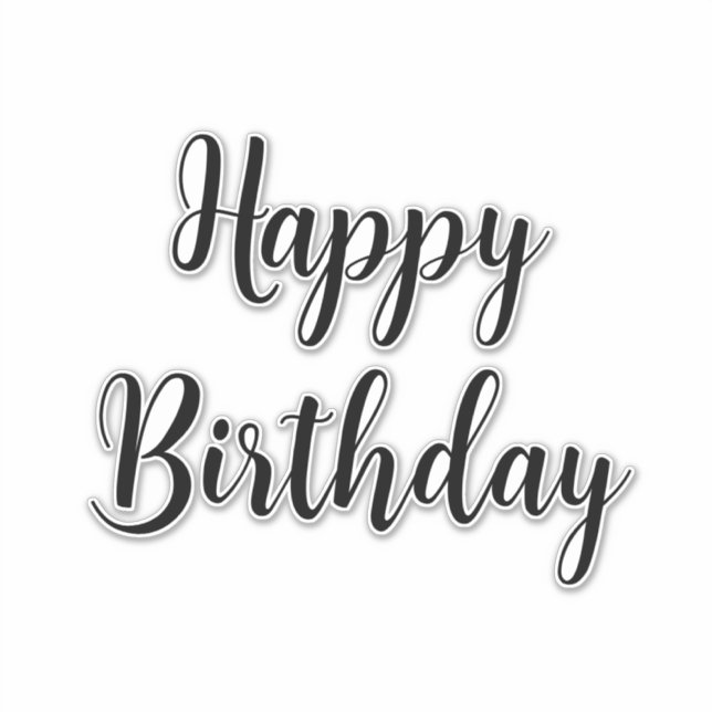 Happy Birthday Simple Minimalist Black Typography (Front)