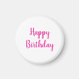 Happy Birthday Simple Minimalist Elegant Pink Magnet