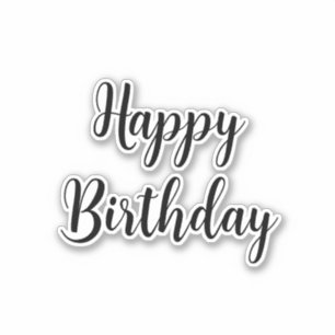 Happy Birthday Simple Minimalist  Typography Black