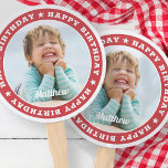 Happy Birthday Simple Modern Custom Photo Hand Fan<br><div class="desc">This simple and modern design is composed of serif typography and add a custom photo.</div>