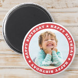 Happy Birthday Simple Modern Custom Photo Magnet<br><div class="desc">This simple and modern design is composed of serif typography and add a custom photo.</div>