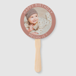 Happy Birthday simple photo modern Boho Hand Fan