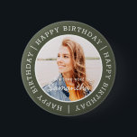 Happy Birthday Simple Preppy Modern Custom Photo 6 Cm Round Badge<br><div class="desc">This simple and modern design is composed of serif typography and add a custom photo.</div>