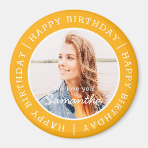 Happy Birthday Simple Preppy Modern Custom Photo Magnet
