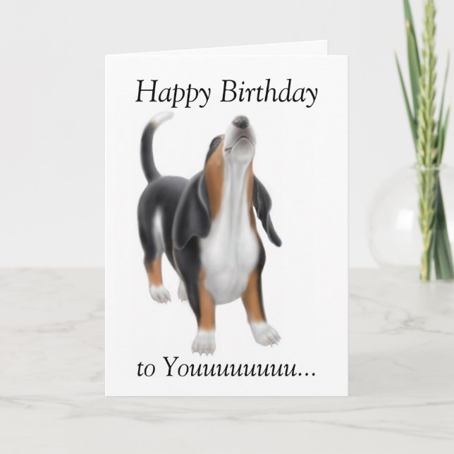 Happy Birthday Singing Basset Hound Dog Card (Front)