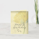 Happy Birthday Sis Sister Card Tulip Yellow Love<br><div class="desc">Tulips are one of my Spring's most beautiful blooms. One of my favourite flowers for sure. Anyone in your life will love this birthday card. You can customise who you wish to send it to. She will be thrilled with the light sunny colour with a slightly vintage feel and a...</div>