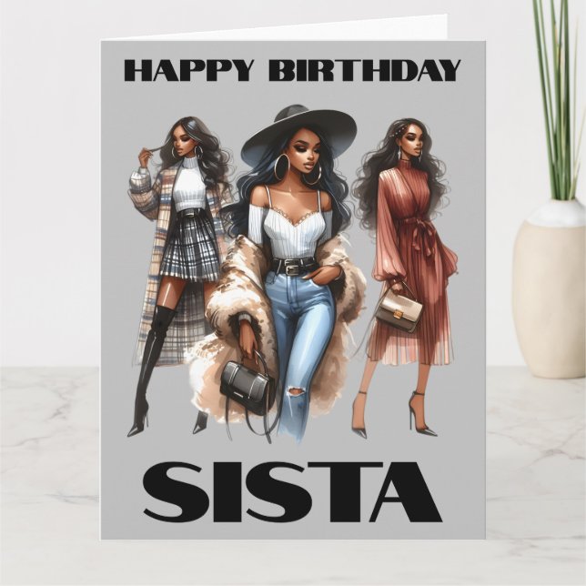 Happy Birthday Sista Black Girl Magic Melanin Love Card (Front)