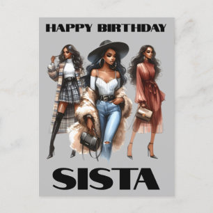 Happy Birthday Sista Black Girl Magic Melanin Love Holiday Postcard