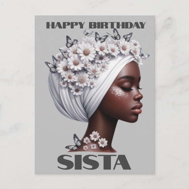 Happy Birthday Sista Black Girl Magic Melanin Love Postcard (Front)
