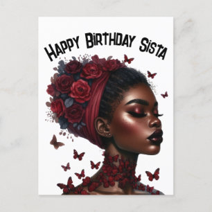 Happy Birthday Sista black girl magic melanin quee Holiday Postcard