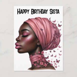 Happy Birthday Sista black girl magic melanin quee Holiday Postcard