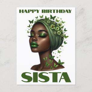 Happy birthday sista black girl magic melanin sis holiday postcard