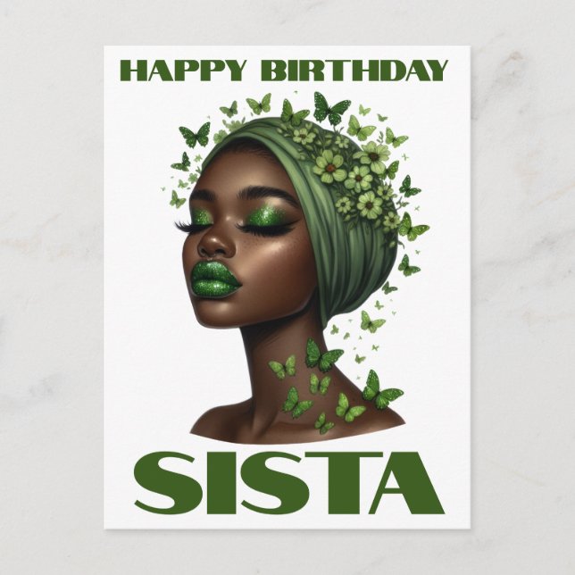 Happy birthday sista black girl magic melanin sis holiday postcard (Front)