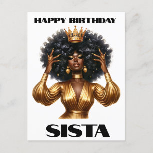 Happy birthday sista black woman melanin queens postcard