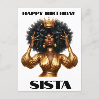 Happy birthday sista black woman melanin queens postcard