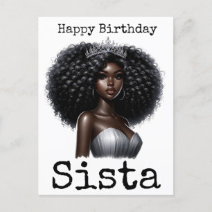 Happy Birthday Sista Melanin Woman Black Women Sis Postcard