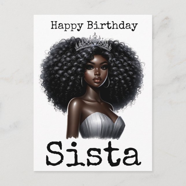 Happy Birthday Sista Melanin Woman Black Women Sis Postcard (Front)