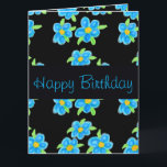Happy Birthday Sister Card<br><div class="desc">Stylish paper birthday card in blue floral art pattern,  cheerful colourful pattern. Text can be personalised to suit any occasion,  and the flower image can be changed to your own photographs to create a memorable paper happy birthday gift card.</div>