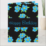 Happy Birthday Sister Card<br><div class="desc">Stylish paper birthday card in blue floral art pattern,  cheerful colourful pattern. Text can be personalised to suit any occasion,  and the flower image can be changed to your own photographs to create a memorable paper happy birthday gift card.</div>