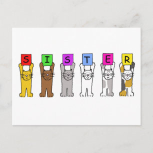 Happy Birthday Sister Cartoon Cats Postcard