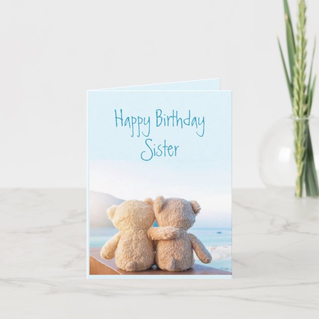 Happy Birthday Sister Cute Sister Teddy Bears Card (Front)