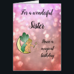 Happy Birthday Sister Fairy design<br><div class="desc">Pretty pink sparkly Happy Birthday Sister fairy design greeting card.</div>