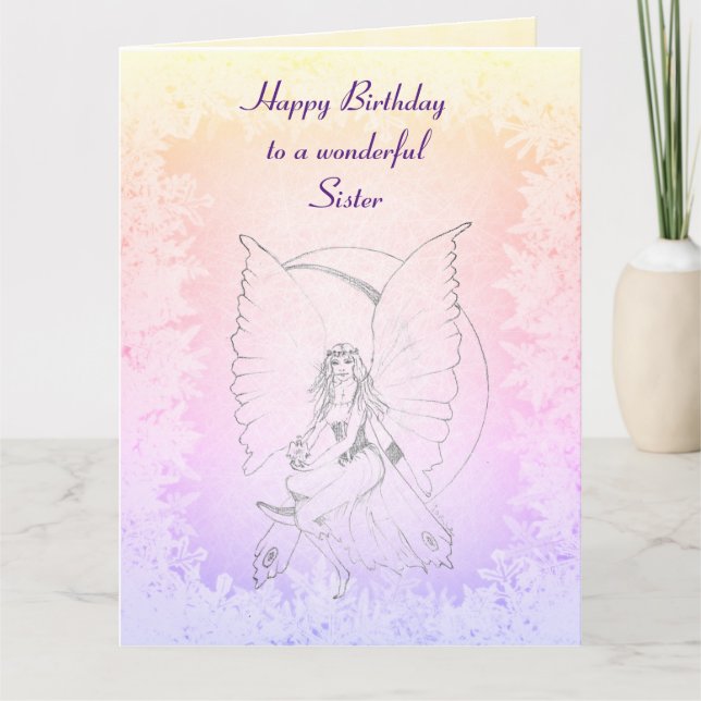 Happy Birthday Sister Fairy design Card (Front)