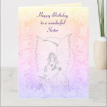 Happy Birthday Sister Fairy design Card<br><div class="desc">Beautiful Moonstone Fairy design Happy Birthday Sister Greeting Card.</div>