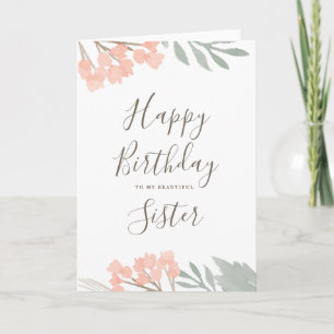 Happy birthday sister floral greeting card