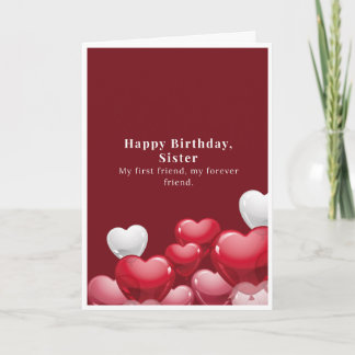Happy Birthday Sister Heart Balloon Card