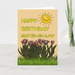 Happy Birthday Sister-In-Law Sun and Flowers Card<br><div class="desc">A Happy Birthday card to cheer up any Sister-In-Law - Field of tulips with a Happy Sun in the sky - Inside text can be changed to follow your needs.</div>