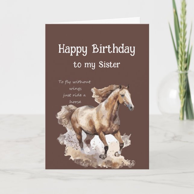 Happy Birthday Sister Ride Horses Quote Card (Front)