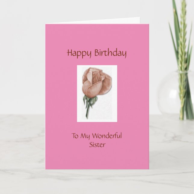 Happy Birthday Sister - Rose Card (Front)