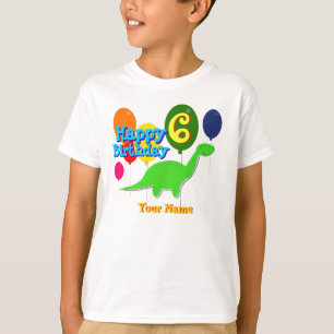 Happy Birthday Six Years Balloons Dinosaur T-Shirt