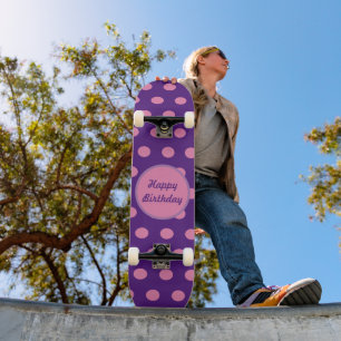Happy Birthday Skateboard (Purple & Pink)