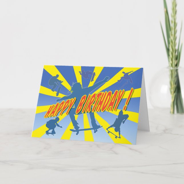 Happy Birthday Skateboarding Card (Front)