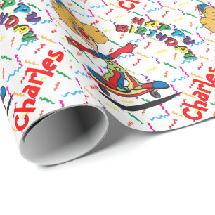 Happy Birthday Skating Clown   Personalise Wrapping Paper